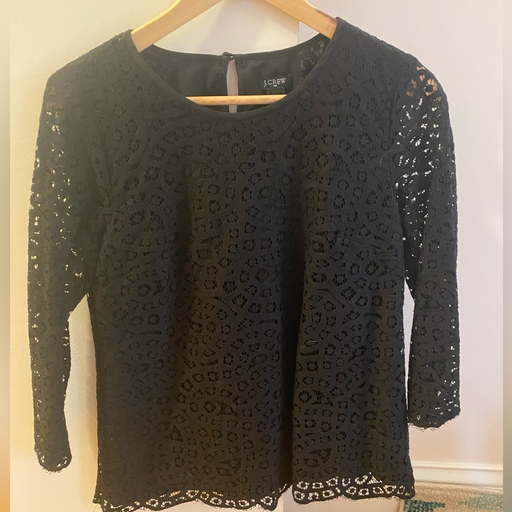 J. Crew Women's Black Lace Top